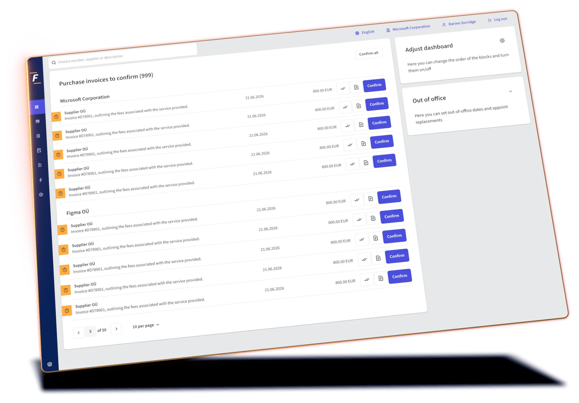 Obrazovka platformy Fitek: schvaľovací workflow faktúr